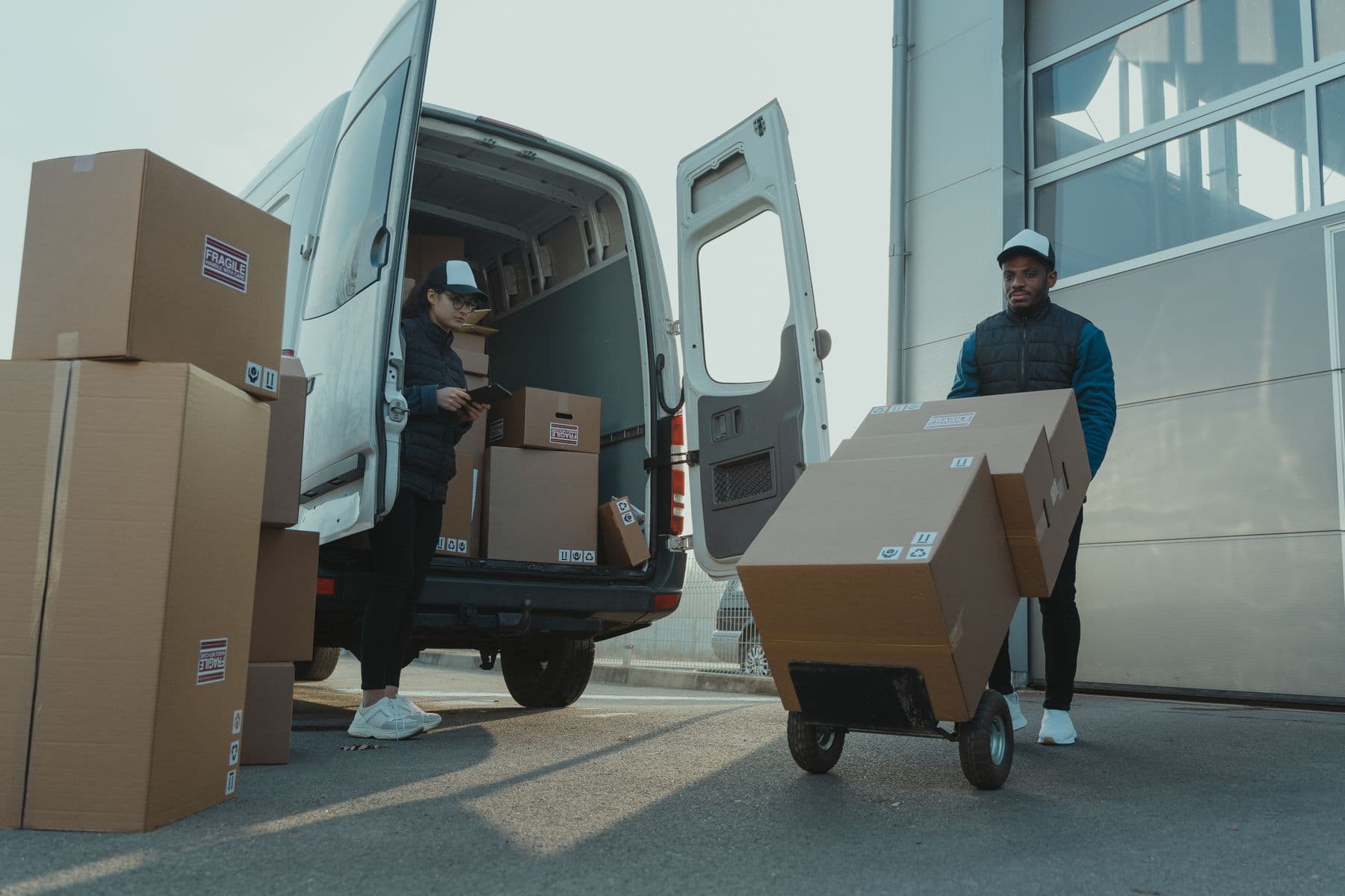 Produce logistics crew at a loading dock