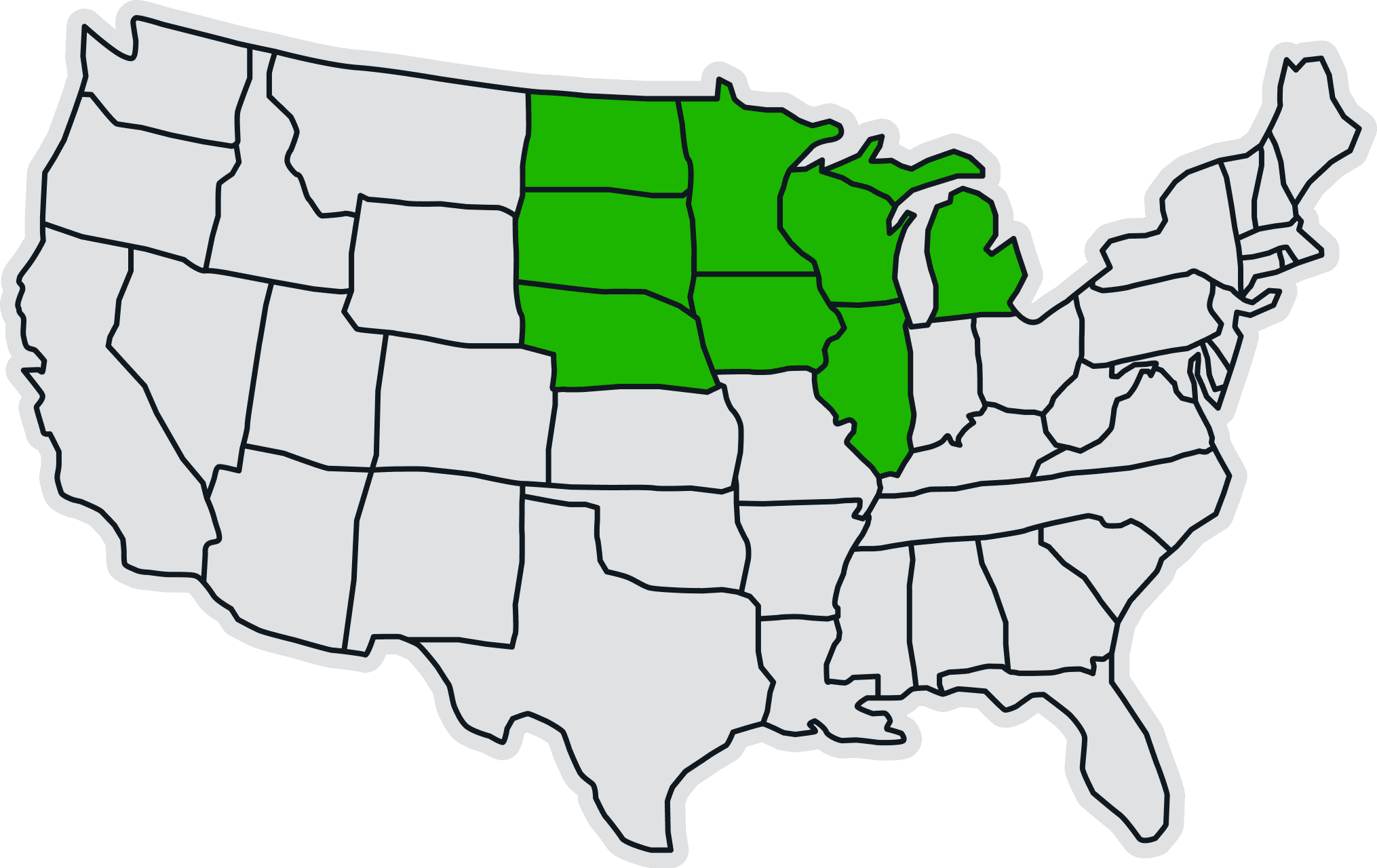 Map of Kunkel service areas across the Midwest