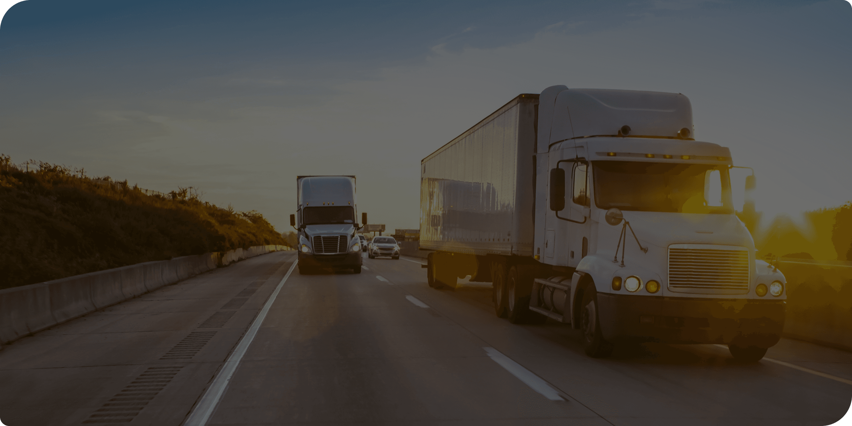 Semi-trucks on the highway delivering produce
